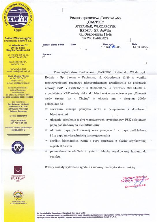 ZWiK Łódź — zbiornik wody czystej nr 4 „Chojny”