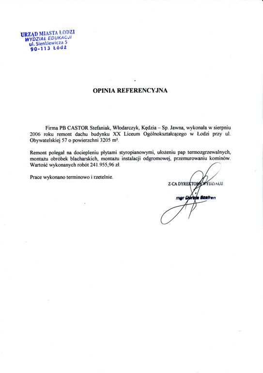 Urząd Miasta Łodzi — XX LO, ul. Obywatelska 57